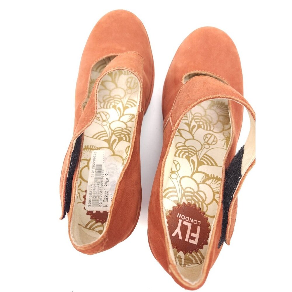 Fly London Yasi Red Orange Suede Platform Wedge Heels size US 6.5-7 EU 37 - Picture 5 of 9